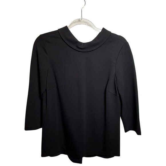 J.McLaughlin Minimalist Black Peter Pan Collar Top Small – Mod, Preppy, Coastal - Picture 1 of 6